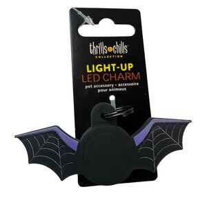 Thrills & Chills Black & Purple Light Up Led Charm Bat Pet Accessory For Collar
